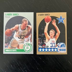 Larry Bird basketball cards. Lot of two